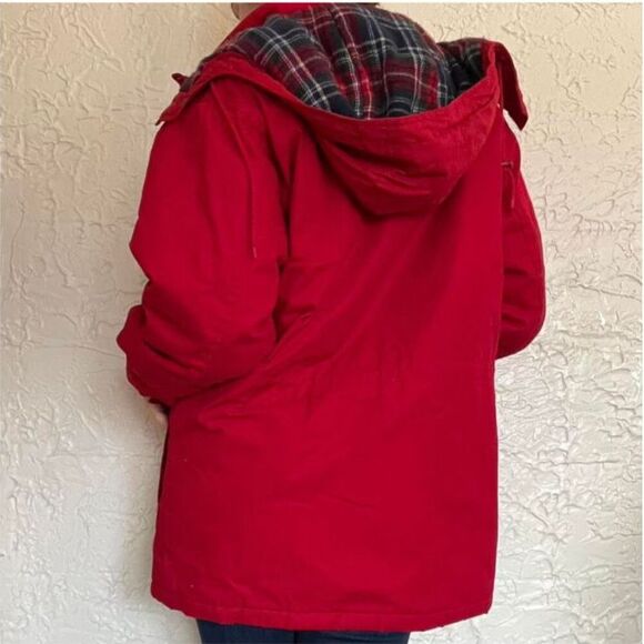 Cabin Creek Red Plaid Coat Women's Medium Puffer Vintage 90s Camping Midwest - Picture 2 of 7